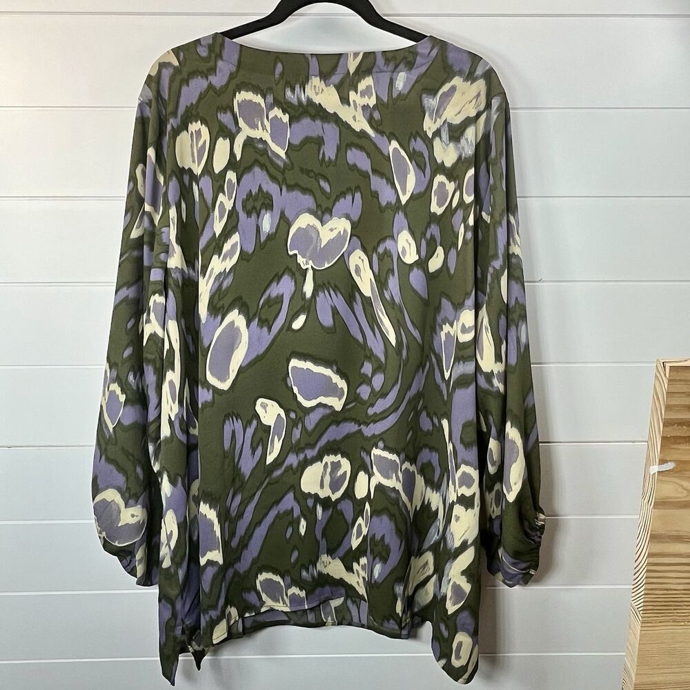 Belle Kim Gravel Geometric Print Top Pullover Ballon Sleeve 3X Womans Boho - Picture 5 of 9